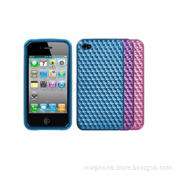 Square Grain Pattern TPU Case for iPhone 5 4 4S Transparent